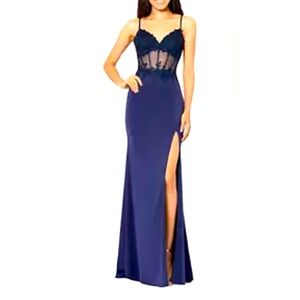 Betsey & Adam gown, Size 6, Navy blue with sequins and sparkle